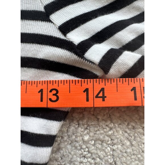 Splendid Parisan style black and white stripe long sleeve turtleneck with should - Picture 7 of 8